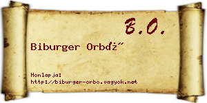 Biburger Orbó névjegykártya